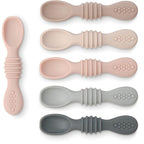 Simka Rose Silicone Baby Spoons Self Feeding (6 Pack)- First Stage Infant Spoons for Babies & Toddlers- Baby Led Weaning Shallow Spoons- Easy on Gums- 6 Months+ -Dishwasher Microwave Safe