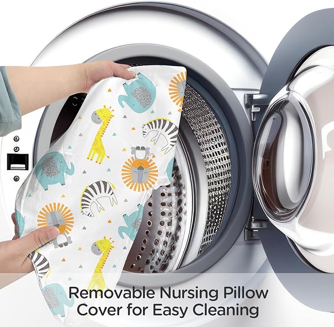 Little Grape Land Nursing Pillow for Breastfeeding, Breathable Breast Feeding Pillow and Positioner with Removable Cover for More Support, Tummy Time and Bottle Feeding Support Pillow, Animals