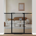 40.5" Extra Tall Baby Gate for Stairs, 57.5"-60.2" Extra Wide Dog Pet Gate No Drill, Narrow Bar Dog Gates Barrier Indoor, Adjustable Tension Safety Gate, Auto Close No Climb Fence Black