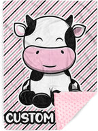 Personalized Baby Blankets for Girls, Custom Name Pink Cow Pattern Baby Blanket, Soft Minky Dot Blanket for Newborns and Toddlers, Ideal for Baby Showers Christmas Brithday Gifts