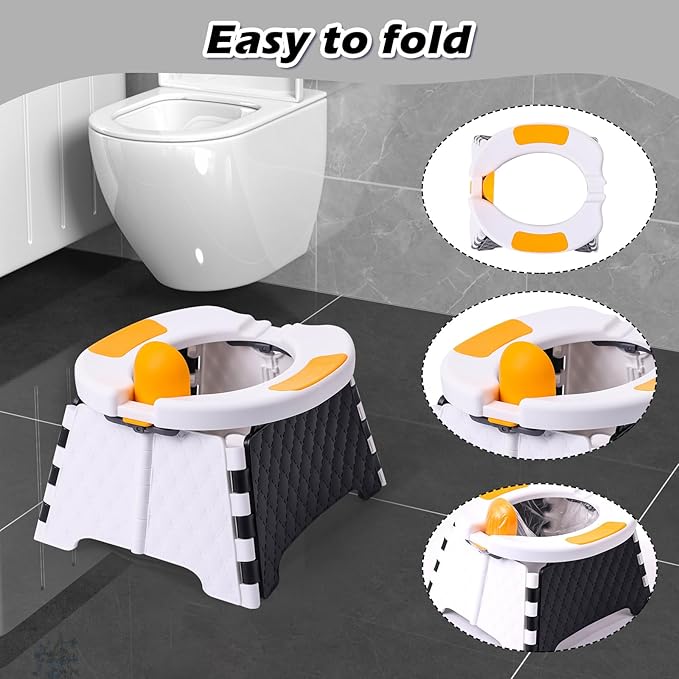 Portable Potty for Toddler Travel, Kids Travel Potty Training Chair with Travel Bag, Baby Potty Training Toilet for Outdoor and Indoor Easy to Clean (White) by Yszawmx, Includes 30 Replacement Bags