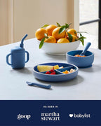 Lalo Suction Plates - 2 Pack, 100% Silicone Non-Toxic BPA-Free Baby Plates with Suction Base To Prevent Accidental Tip-Overs - Suction Plates for Toddlers With Three Divided Sections - Blueberry