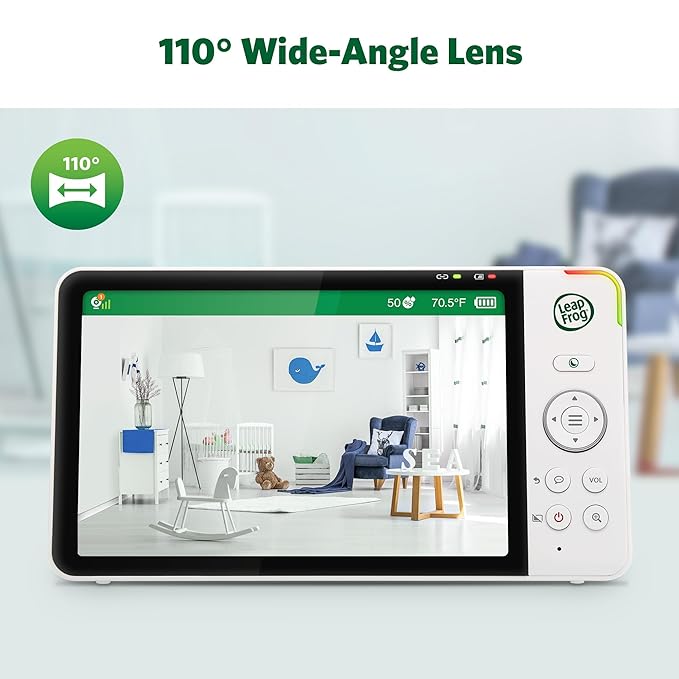 LeapFrog 2-Camera Color Night Vision Video Baby Monitor with 7" HD 720p Display, Split Screen, 360 Pan & Tilt, 8X Zoom, Night Light, Humidity & Temperature Sensor, Up to 1000ft Long Range: LF920-2HD