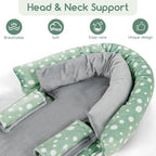 Baby Car Seat Head Support for Newborn, GFU 2 in 1 Infant Car Seat Head Body Support with Strap Pads, Soft Stroller Cushion Pillow Insert for Girls and Boys, Fits for Stroller, Swing, Green