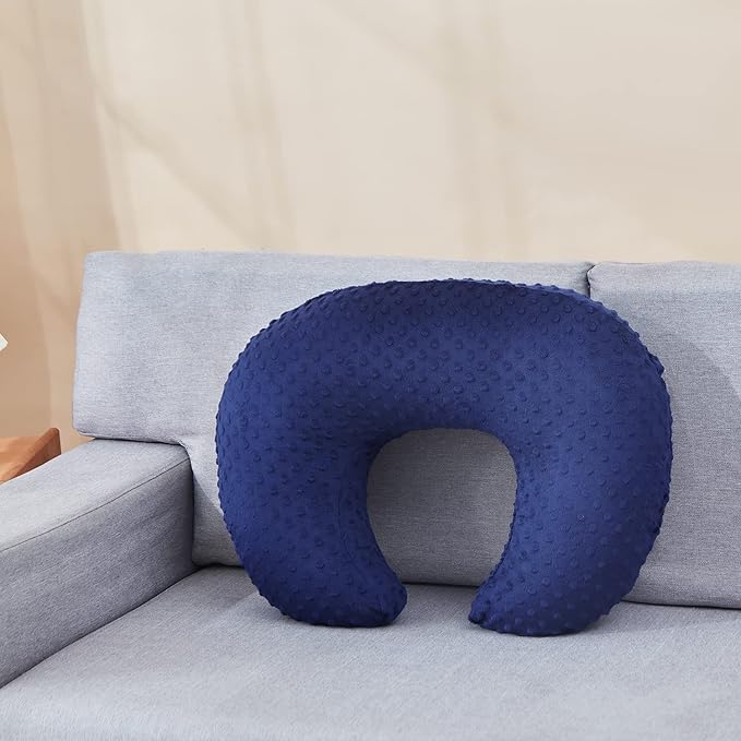 Nursing Pillow and Positioner Breastfeeding and Bottle Feeding, Propping Baby, Tummy Time, Sitting Support for Baby Boys Girls, with Removable dots Cover (Estate Blue)
