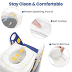 Primlect Potty Training Seat, 2-in-1 Toddler Toilet Seat with Step Stool, Ultra-Stable Potty Chair Attachment, Adjustable Seat and Step Ladder, Non-Slip Design, Splash Guard for Boys and Girls(Blue)