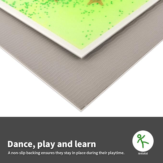 LONGKING 4-Sheet Liquid Square Sensory Tiles, Animal Pattern, Colorful Floor Tile for Play Centers, Playroom, Lava Tiles, 11.8"x11.8"