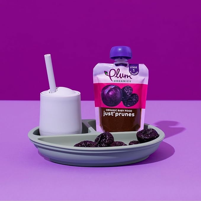 Plum Organics Just Prunes, 4+ Months - Organic Baby Food Pouches, 3.5 oz Pouch (Pack of 6)
