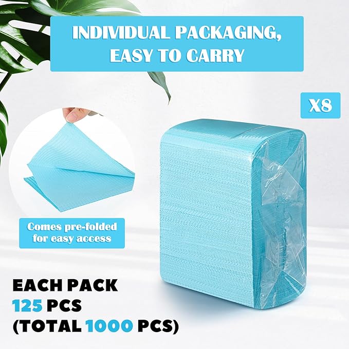 Mixweer 1000 Pcs Baby Disposable Changing Pads Quick Absorb Diaper Changing Table Pads Sanitary Liners Soft Waterproof for Baby Child Adult Pets Travel Change Stations(Blue)