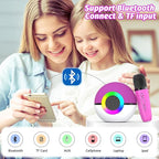 goopow Mini Karaoke Machine Speaker for Kids Adults, Portable Bluetooth Microphone Song Toys with LED Light, Best Chritmas Birthday Festival Gift for 3 4 5 6 7 8+ Year Old Girls Boys (Hotpink-2MIC)