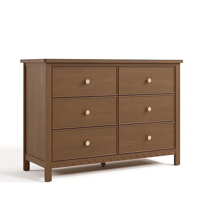 Graco Sasha 6 Drawer Dresser (Hazelnut) – GREENGUARD Gold Certified, Wood Storage for Nursery or Kids’ Room, Safe Interlocking Drawer System & Easy Assembly with Pre-Installed Tracks