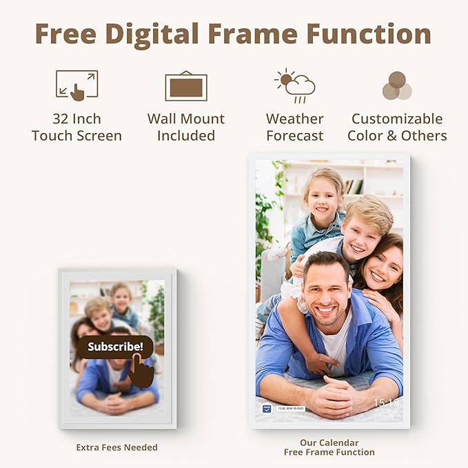 Dragon Touch 32" Digital Calendar Chore Chart – 1080P Full HD Interactive Touchscreen, Smart Family Planner, Hearth Display Digital Calendar Wall & Desk Mountable for Seamless Scheduling