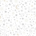 Lambs & Ivy Goodnight Moon 100% Cotton White Fitted Crib Sheet - Moon/Stars