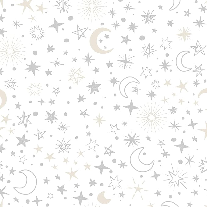 Lambs & Ivy Goodnight Moon 100% Cotton White Fitted Crib Sheet - Moon/Stars