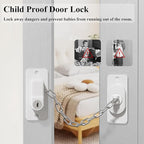 Child Proof Door Lock (2 Pack), Door Locks for Kids safety & Cat Door Latch, for Fridge Lock, Cabinet Locks, Window Locks and Baby Proofing, Strong non-marking Adhesive No Drilling (White)