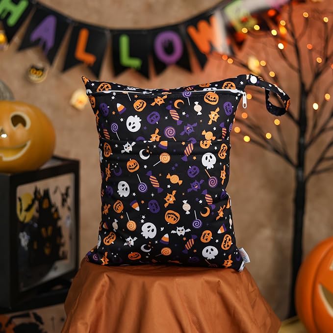 ALVABABY 2pcs Cloth Diaper Wet Dry Bags Waterproof Reusable with Two Zippered Pockets Travel Beach Pool Daycare Soiled Baby Items Yoga Gym Bag for Swimsuits or Wet Clothes 2LM07