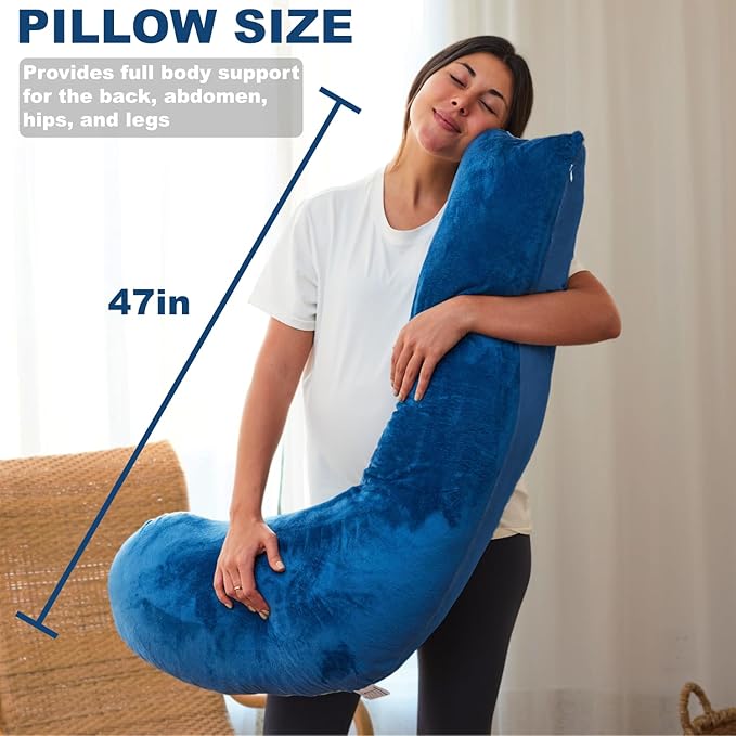 Pregnancy Pillows for Sleeping, Maternity Pillow for Side Sleeper, Support for Back, Legs, Belly, HIPS for Pregnant Women Blue