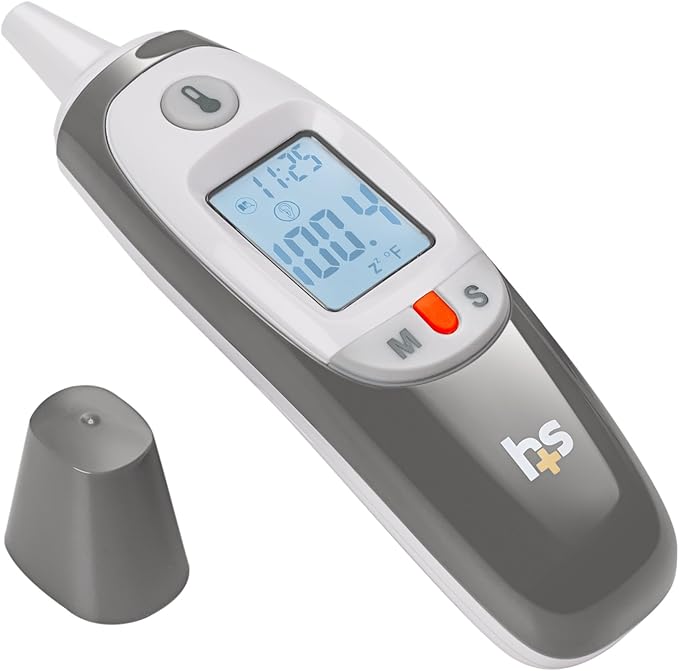 HealthSmart Compact Instant Read Infrared Digital Ear Thermometer, Measures Ambient Air Temperatures, Fahrenheit and Celsius Readings, FSA & HSA Eligible, Grey (Pack of 36)
