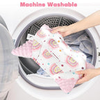 Infant Car Seat Insert with 3 Strap Covers, 3 in 1 Reversible Rainbow Baby Car Seat Head Support for Newborn, Baby Girl Newborn Essentials for Preemie to Infant, Stroller, Swing, Bouncer (Pink)