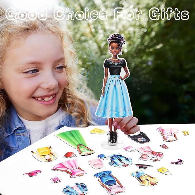Magnetic Dress Up Dolls, Magnetic Princess Dress Up Paper Dolls, Magnetic Dress Up Dolls for Girls Ages 4-10 Learning Created Imagine Set Birthday Gift (Eva)