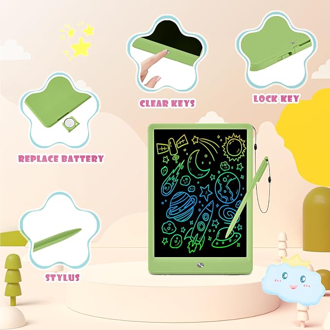 LCD Writing Tablet for Kids Age 3-12 Years-10 Inch, Portable/Interactive/Mess Free Coloring/Reusable Used for Family Educational Learning, Travel Calm Down Toys, Sketch Pad, Stuffers Gifts for Teen