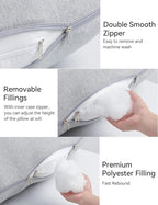 Momcozy U Shaped Pregnancy Pillows with Cotton Removable Cover, 57 Inch Full Body Pillow Maternity Support, Must Have for Pregnant Women, Hatha Grey