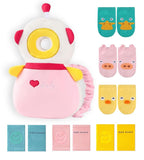 JunNeng Toddler Baby Head Protector Backpack for Toddler Walker with Knee Pads&Anti-Slip Socks, Robot Pink