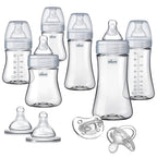 Chicco Duo Deluxe Hybrid Baby Bottle Starter Gift Set with Invinci-Glass Inside and Plastic Outside | Dishwasher, Bottle Warmer, and Electric Sterilizer Safe | Intui-Latch Nipple | Clear/Grey