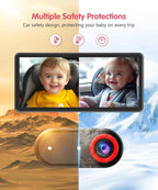 BM5PRO Double Car Camera for 2 Baby，7.2" 1080P Split Screen with IR Night Vision, Real-Time Monitoring Baby Car Camera,Easy Install, Family Travel Companion for Kids & Pets