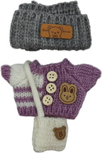 Handmade Crochet Doll Clothes ,Compatible with 5.91-6.7inch (15-17cm) Dolls as Accessories , Adorably Stylish Set for Dolls, Cute Doll Outfit with Accessories( Purple Sweater + Grey Hat +White Bag)