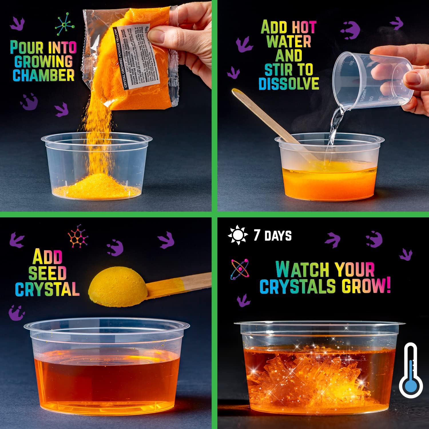 Original Stationery Dinosaur Crystal Growing Kit - Multicolor, 17-Piece, Ages 7 & Up - DIY Science Terrarium Kit with Moss & Dino Figures - Grow Your Own Crystals - Boys Birthday Gifts