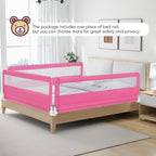 BABY JOY Bed Rails for Toddlers, 71'' Extra Long, Swing Down Bed Guard w/Safety Strap, Folding Baby Bedrail for Kids Twin, Double, Full Size Queen & King Mattress (71-Inch, Pink)