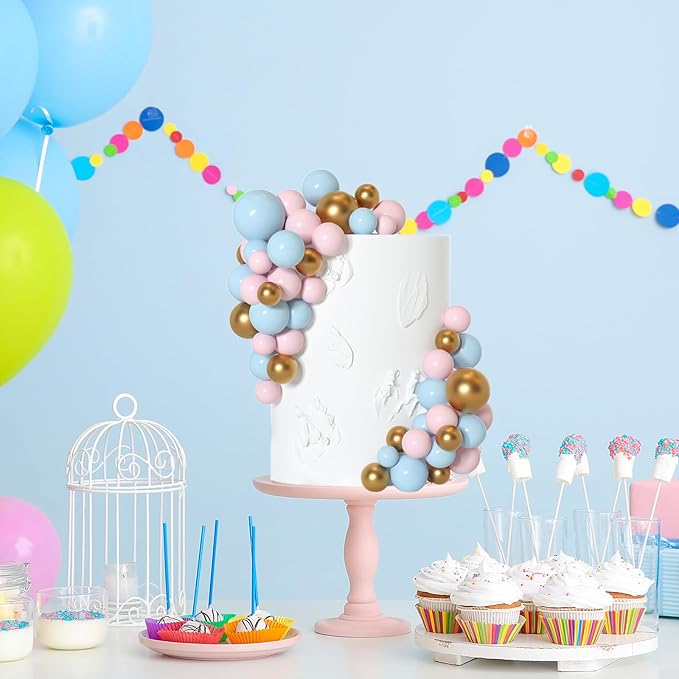75 Pcs Cake Balls Topper Decorations Foam Cupcake Topper Mini Balloon Cake Topper Balls Cake Picks for Cake Deco Birthday Party Wedding（Blue,Pink,Gold）
