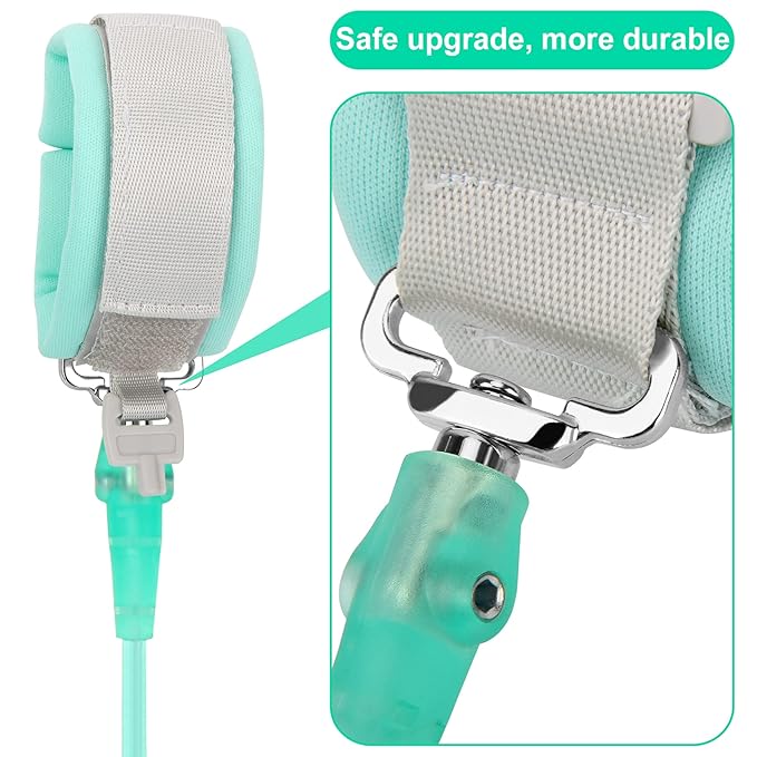 Blisstime Toddler Leash, 2 Pack Kid Leash Anti Lost Wrist Link with Key Lock Baby Leash Harness for Toddler (Mint Green+Pink)