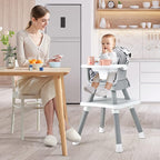 HONEY JOY 8 in 1 Baby High Chair, Convertible Highchair for Babies and Toddlers/Table and Chair Set/Building Block Table/Booster Seat/Stool/Toddler Chair with Safety Harness (Wave Gray)