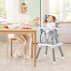 BABY JOY Baby High Chair, 8 in 1 Convertible Highchair for Babies & Toddlers | Booster Seat | Table and Chair Set | Building Block Table | Toddler Chair with Safety Harness, Removable Tray (Chevron)