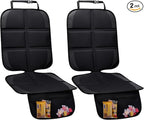 Car Seat Protector, 2 Pack Baby CarSeat Protector with Mesh Pockets & Non-Slip Backing 600D Durable Seat Cover Under Baby Child Car Seat, (Black, Standard)