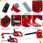 3 Pcs Toy Gardening Tool Set for Kids Toy Leaf Blower Weed Trimmer Hedge Trimmer Pretend Play Set with Lights and Sounds Birthday for Boys Girls