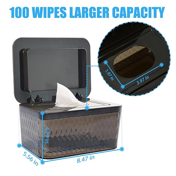 Wet Baby Wipes Dispenser - Large Capacity Wipe Holder Seal-Designed Dust-Proof Wet Wipes Container Keep Diaper Wipes Fresh