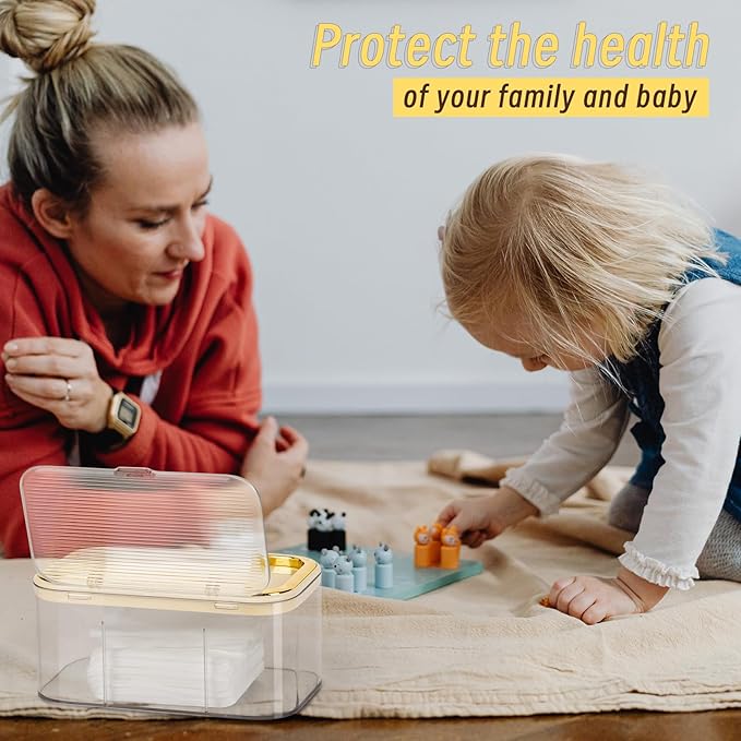 Baby Wipes Dispenser, Wipe Holder Wipes Container Large Capacity Keep Wipes Fresh & Easy to Open (Gold)