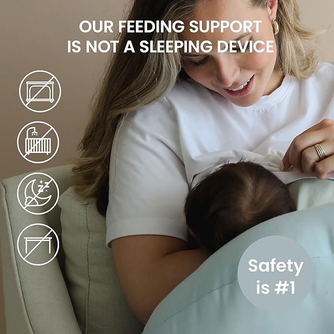Organic Nursing Pillow (New 2025 Design) | Bottle & Breastfeeding Pillow with Organic Cotton Cover & Fiberfill, Machine Washable Feeding Pillow, Newborn Essentials Must Haves (Bluebell) - v2