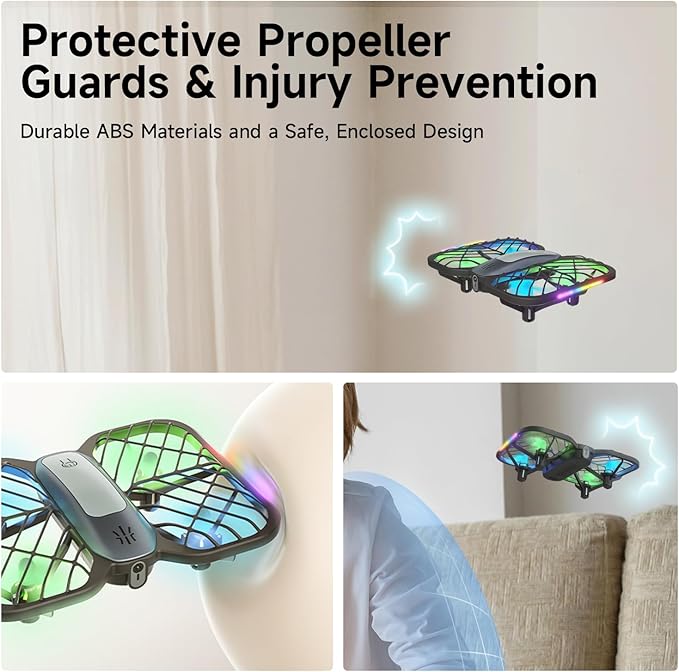 UranHub Drones for Kids 8-12, RC Drone with 720P HD FPV Camera,5 Lighting Modes/2 Batteries/3D Flip/3-Speed/Propeller Protection Cover, Cool Toys Gift for Kids and Beginners(Dark Brown)