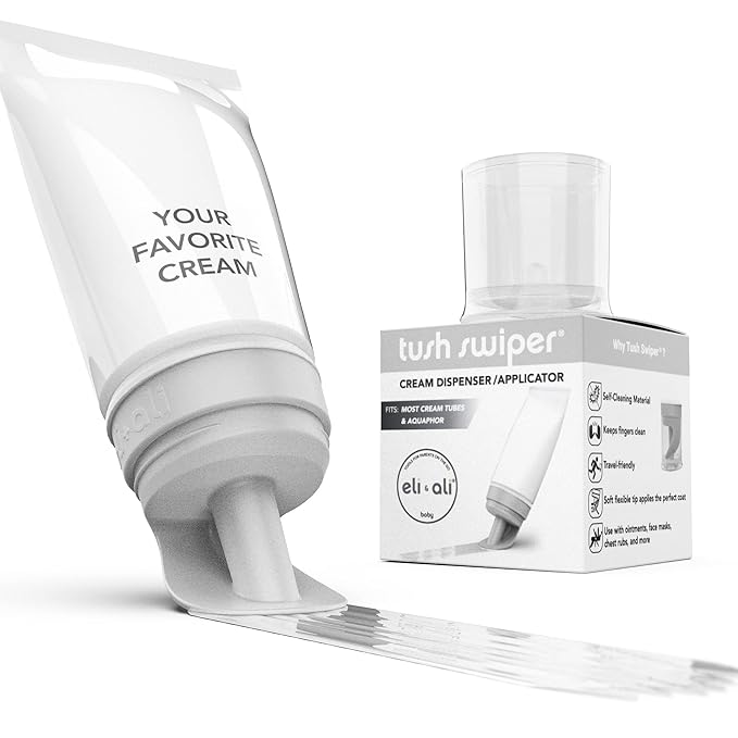 Eli & Ali Tush Swiper - Diaper Rash Cream & Butt Paste Applicator - Universal Fit for Most Diaper Creams | Mess-Free & Hygienic Alternative to Cream Spatula - Carry Less Baby Gear - Grey, 1 Pack