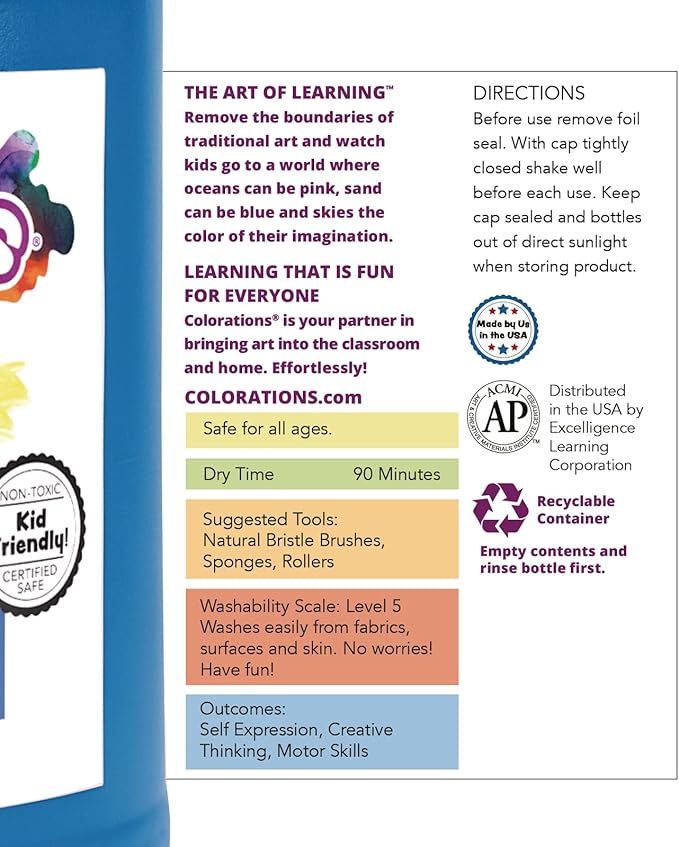 Colorations Paraben-Free Washable Tempera Paint for Kids - 1 Gallon Value Size. Vibrant Green. Non-Toxic and Made in The USA