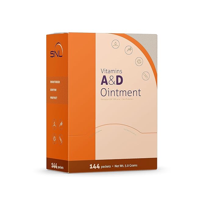 SNL Quality Vitamins A & D Ointment for | Baby Diaper Rash | Burns | Tattoo Aftercare | Skincare - 144 Individual Foil Packets - 5 Grams each