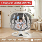 Baby Swing for Newborn to Toddler, 5 Speed Portable Infant Swing with Bluetooth Touch, Remote Control, 10 Lullabies, Timer, 5 Point Harness and Soft Fabric (Grey)