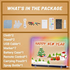 Doodle Glow, LED Note Board with Colors, 14.1"x10.9" Wooshneesham Acrylic Dry Erase Board, 16M-Color LED Light-Up Memo w/Music Sync, APP & Remote, Stand & 7 Markers, Battery Case, Neon Glow (Black)