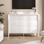 6 Drawer Dresser, Kids Dresser with Storage, Wide Chest of Drawers for Nursery, Wood Large Drawer Organizer Cabinet for Bedroom, Living Room, White