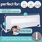 hiccapop 57" x 19" Extra Long Bed Rail for Toddlers, Heavy Duty Swing Down Bed Rail Guard with Soft Mesh Cover Safely Fits Twin, Full, Queen Beds