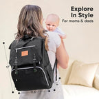 KeaBabies Baby Diaper Bag Backpack, Travel - Large Baby Bag for Mom and Dad, Waterproof, Multi-Function Girl Boy Diaper Backpack with Changing Pad, Durable Travel Essentials (Trendy Black)